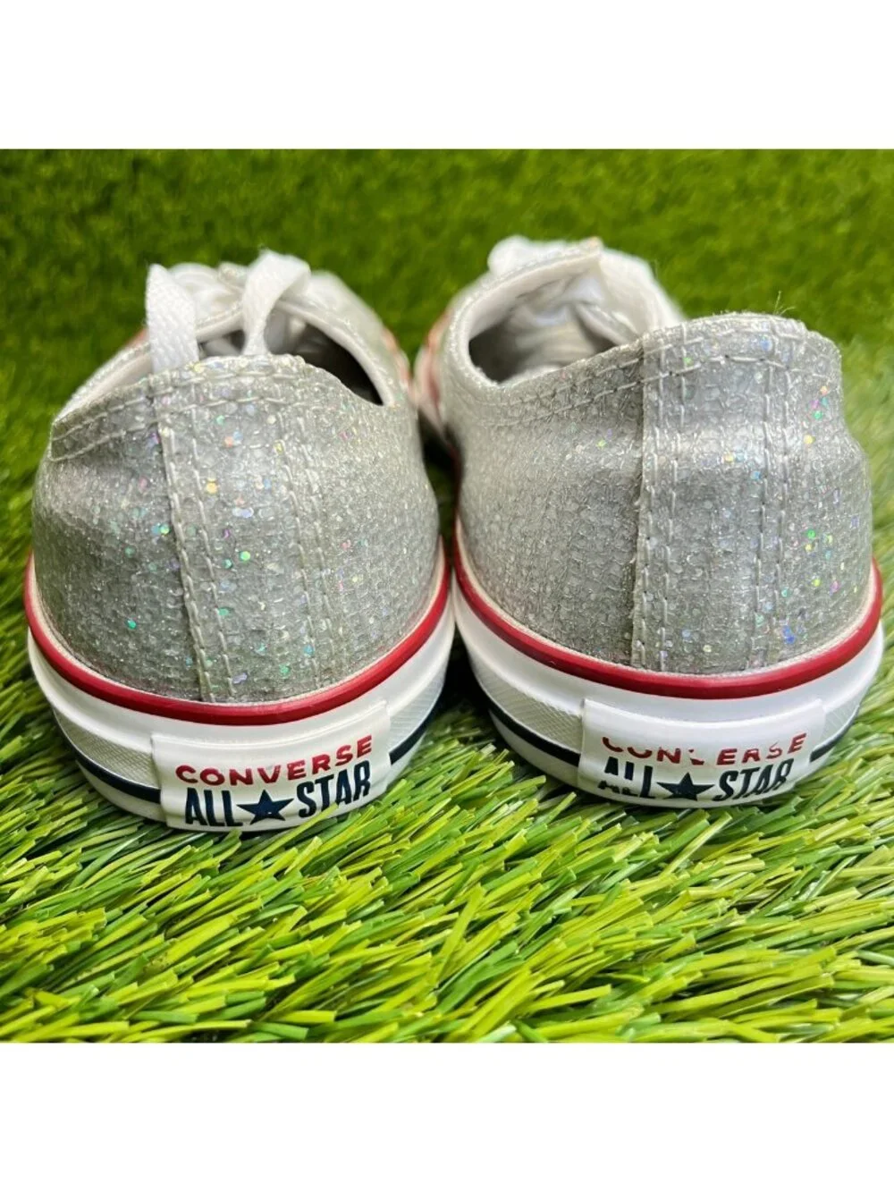 Converse Chuck Taylor All Star OX Girls Size 5Y Silver Athletic Shoes Sneakers